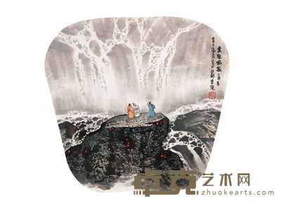 张良 2005年作 云壑鸣泉 镜心 35×35cm